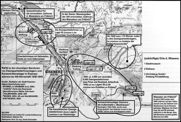 Übersicht über die Lager in Eisenerz, gestaltet von DI Bettina Fitz