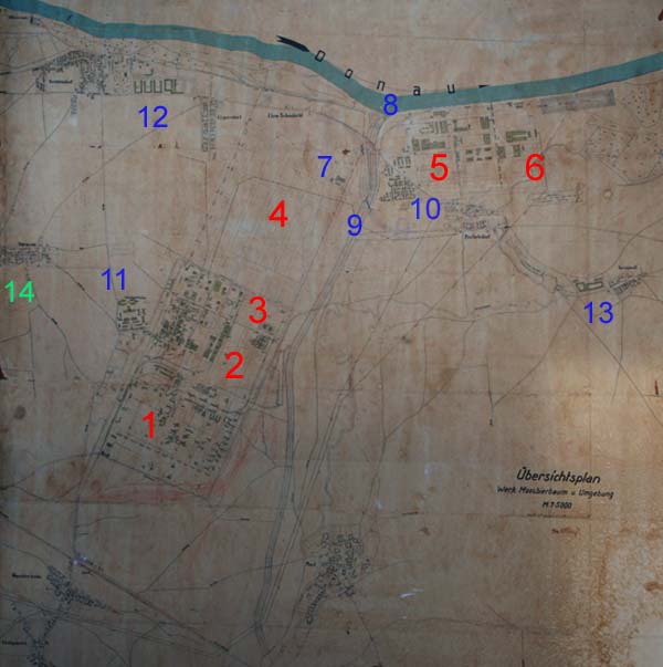 Plan des IG-Farben Areals Moosbierbaum (Leunawerke 1943)