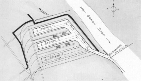 Plan des Hafengeländes Linz - 1939