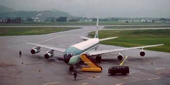 Die Airforce Number One auf dem Flugplatz Salzburg-Maxglan 1975 im Zuge des Treffens von 
								US-Präsident Ford mit dem ägyptischen Präsidenten Sadat