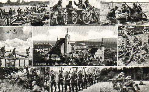 Zeitgenössische Postkarte von Krems aus der NS-Zeit