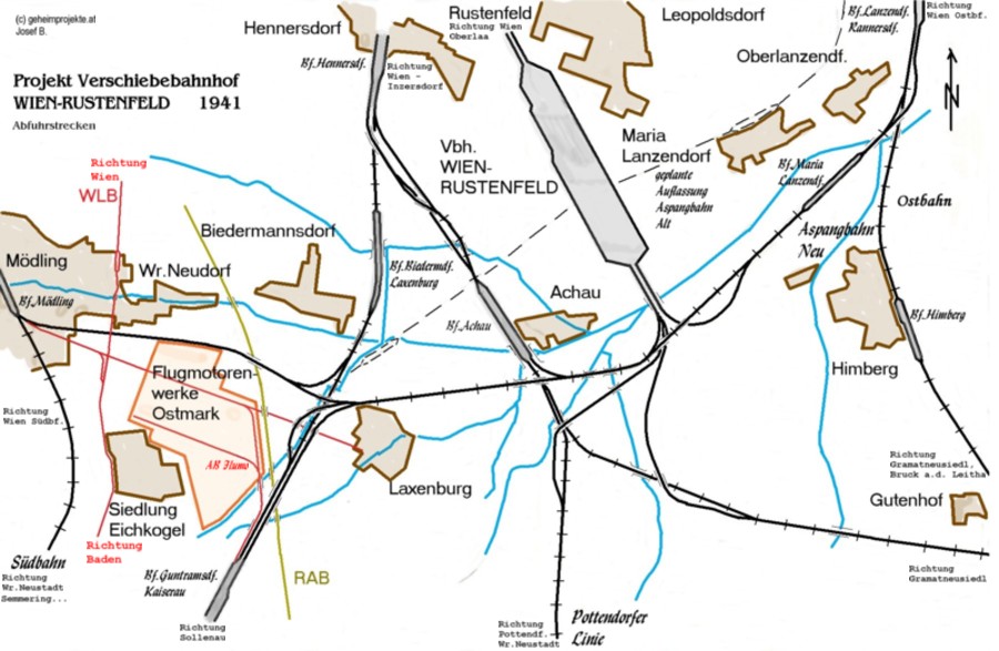 Planskizze des Großverschiebebahnhofs