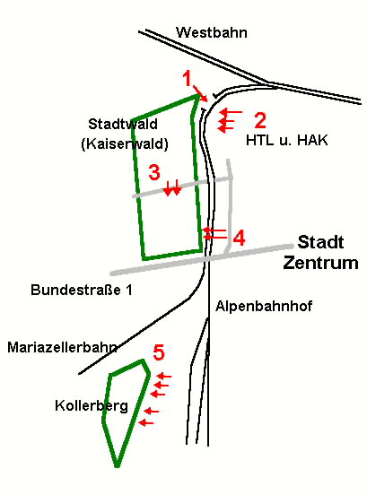 Übersicht Luftschutzstollen Sankt Pölten