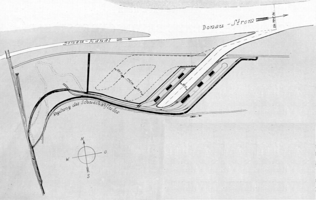 Plan des Hafengeländes Wien-Albern - 1939