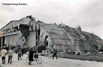 Werk I kurz nach einem amerikanischen Bombenangriff im Jahr 1944